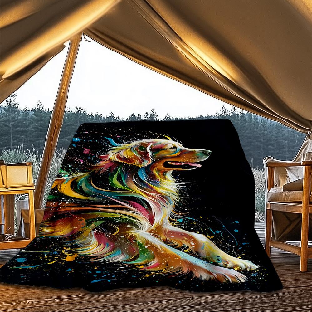 1pc Colorful DogOutdoor Blanket, Soft And Comfortable Blanket, Casual Warm Outdoor Blanket, Good Birthday Gift yy260328060
