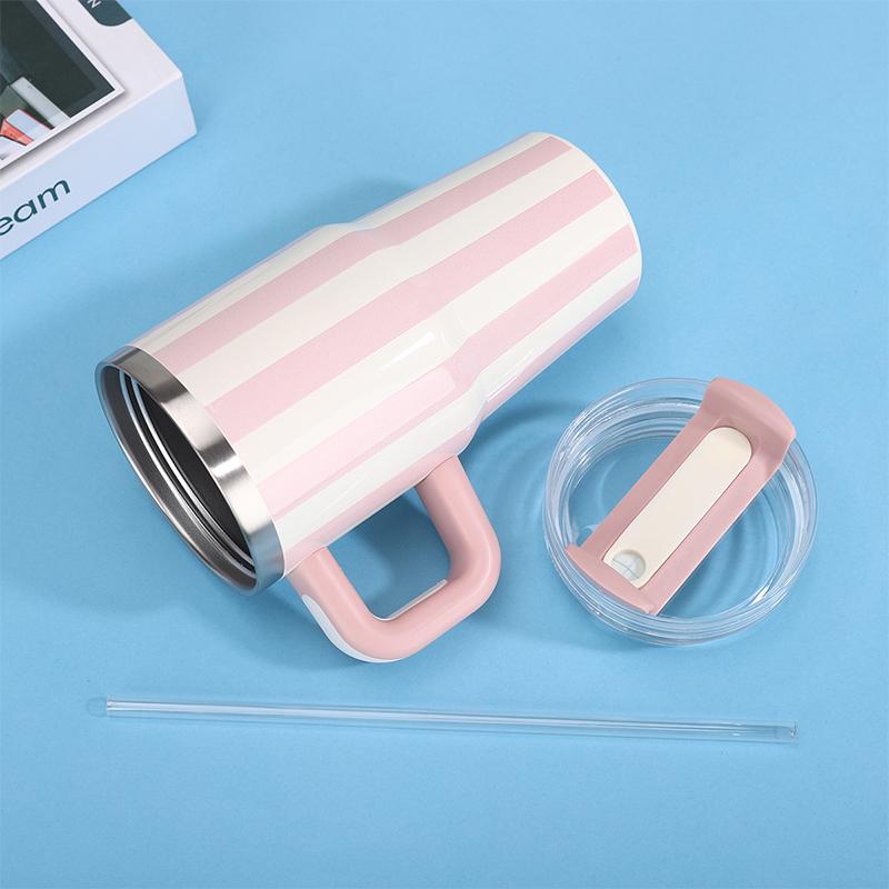 Термобутылка для воды 20 унций с ручкой и соломинкой Посуда для напитков Горячая Холодная Нержавеющая сталь Термос Портативные Автомобильные Кофейные чашки Термокружка