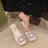 New Slippers Flat Mules for Women Slides Jelly Flip Flops Lady Loafers Fashion Low Cover Toe Glitter Girl Soft Luxury Sandals