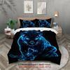 3 шт. Комплекты постельного белья с пантерой, 3D-печать, синий неоновый леопард, нескользящие, прочные пододеяльники с наволочками, без наполнителя