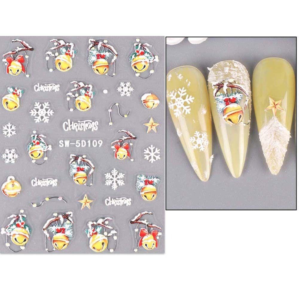 Manicure Ornaments Christmas Nail Stickers DIY Nail Charms Christmas Nail Decals Colorful   Lady