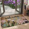 1PC Flowers Welcome Pattern Door Mats Kitchen Rugs Non-Slip Pop Design Bathroom Rugs Bath Mat Carpet for Home Sink Laundry Decor