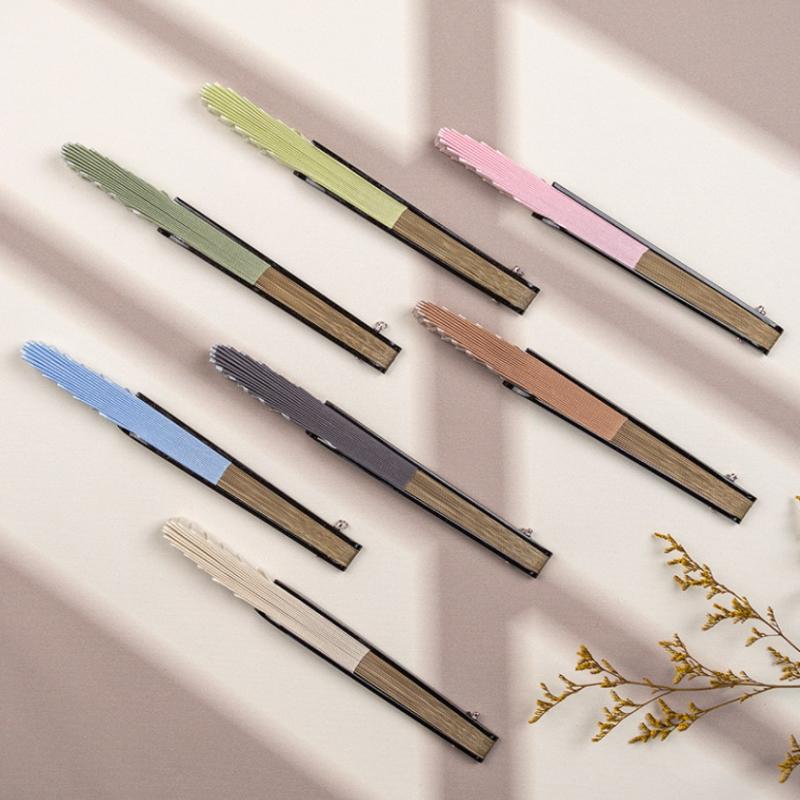 Креативный ретро мини веер-ракушка из хлопково-льняной ткани, китайский складной ручной веер, нежный однотонный ручной веер для женщин