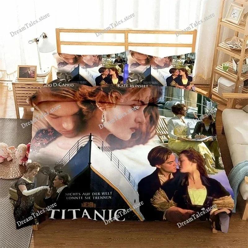 Постельное белье с изображением фильма «Титаник» Изысканный комплект постельных принадлежностей Романтическое покрывало с принтом «Любовь» Комплект с одеялом Постельное белье Подарок на день рождения741