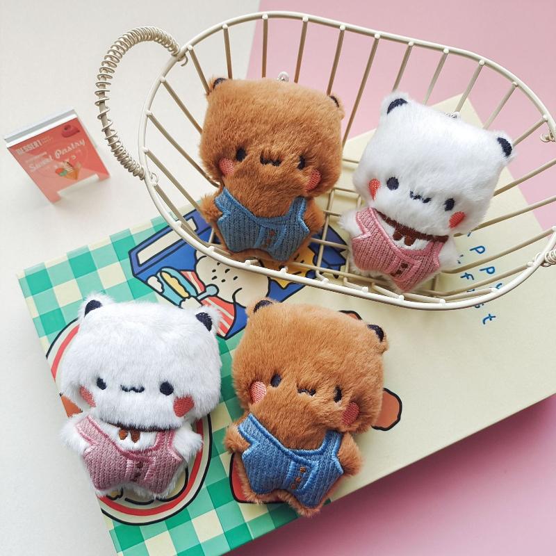 Брелоки-игрушки Bubu Dudu, милые комбинезоны, кукла-панда, кавайная пара, подвеска для сумки, мультяшное животное, милая игрушка, подарок на День святого Валентина.