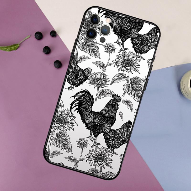 Chicken Pattern Phone Case For iPhone 17 16 15 14 11 12 13 Pro Max Plus 12 13 mini 16e 17 Air Bumper Cover