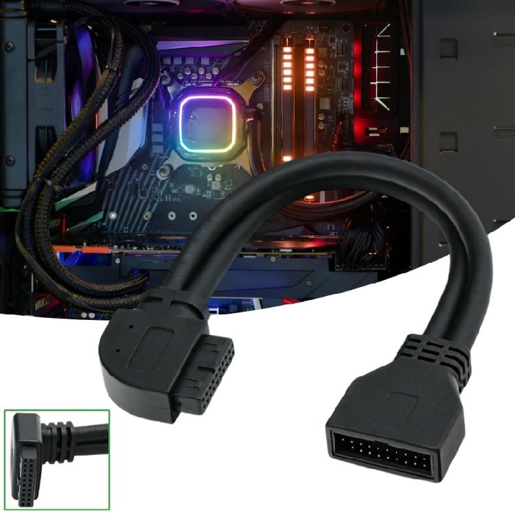 Высокоскоростной внутренний кабель USB3.0 19Pin 20Pin угловой разъем экранированный гибкий ПВХ для настольных материнских плат