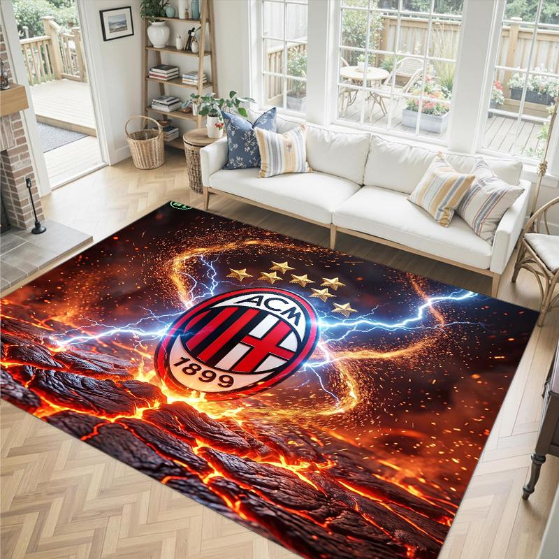 Дизайн AC Milan Кристальный Велюровый Ковер Уютный Не?Нескользящий ковер с принтом для спальни, гостиной, прихожей