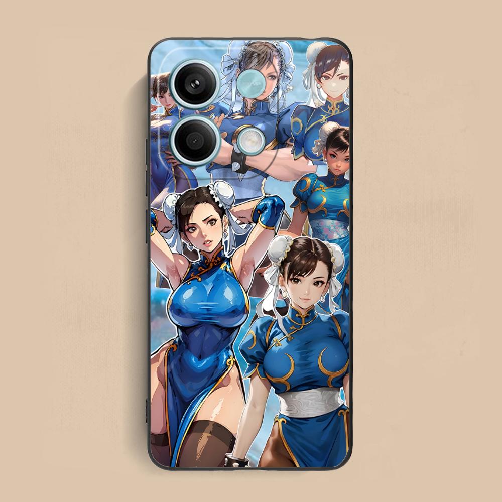 Street Fighter Chunli Phone Case for Xiaomi Redmi Note 14 13 12 11 10 9 S A Pro Plus Lite 5G Black Pretty Luxury Cover