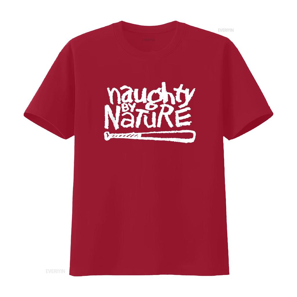 Naughty By Nature White Classic Logo T Shirt vintage Washed Breathable fashion homme Casual Stylish Versatile graphic Soft