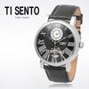 [Ticento]Мужские автоматические кожаные часы TS50021WTB_DUAL, Корейские часы класса люкс