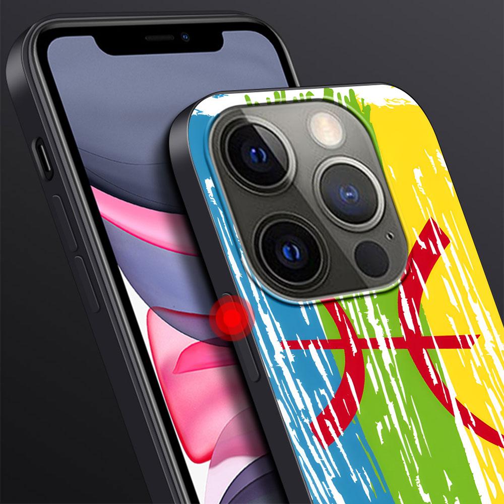 Flag Amazigh Berber Case for Apple iPhone 14 11 7 SE 2020 8 X XS 13 12 Mini XR 15 Pro Max Silicone Black Soft Phone Cover