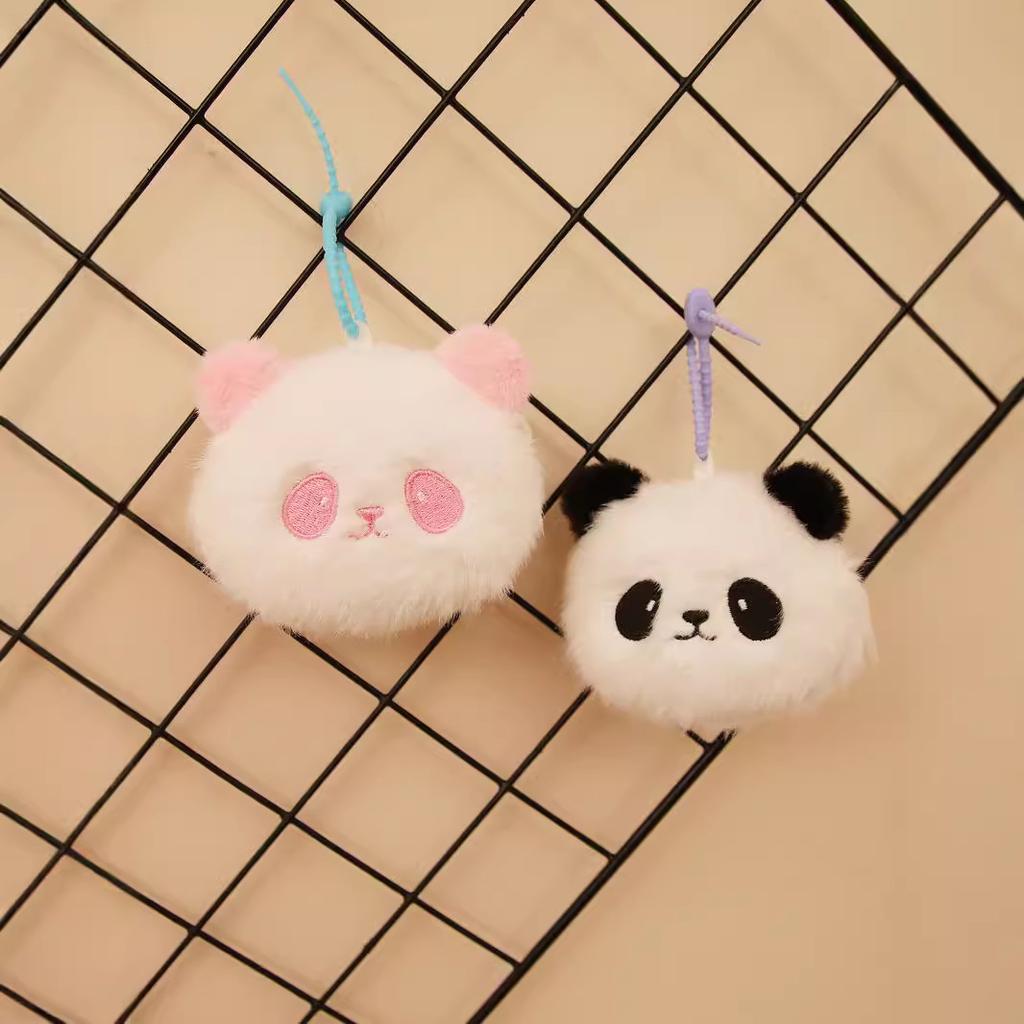 Cute Giant Panda Head Bag Plush Toys Little Panda Coin Wallet Pendant Small Accessories Doll Travel Souvenir