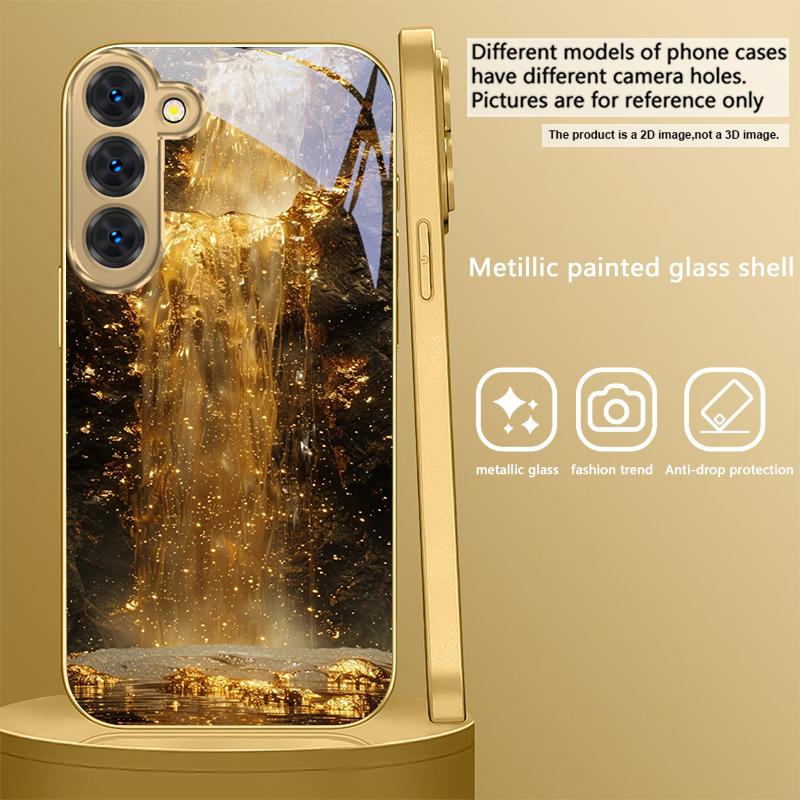 Великолепные пейзажи Для Samsung Galaxy S26 S20 FE S21 S22 S23 Plus S24 Ultra S25Ultra S21+ S22Plus Золотой стеклянный чехол для телефона