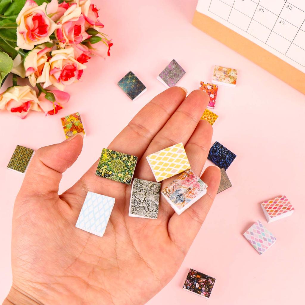 20 Pcs 1:12 Scale Miniatures Dollhouse Books Assorted Retro Vintage Mini Books M