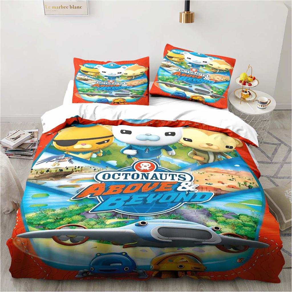 Комплект постельного белья с героями мультфильма «Октонавты» для спальни, комплект из трех предметов, односпальная кровать, двуспальная кровать размера «king size», пододеяльник и наволочка, детский подарок