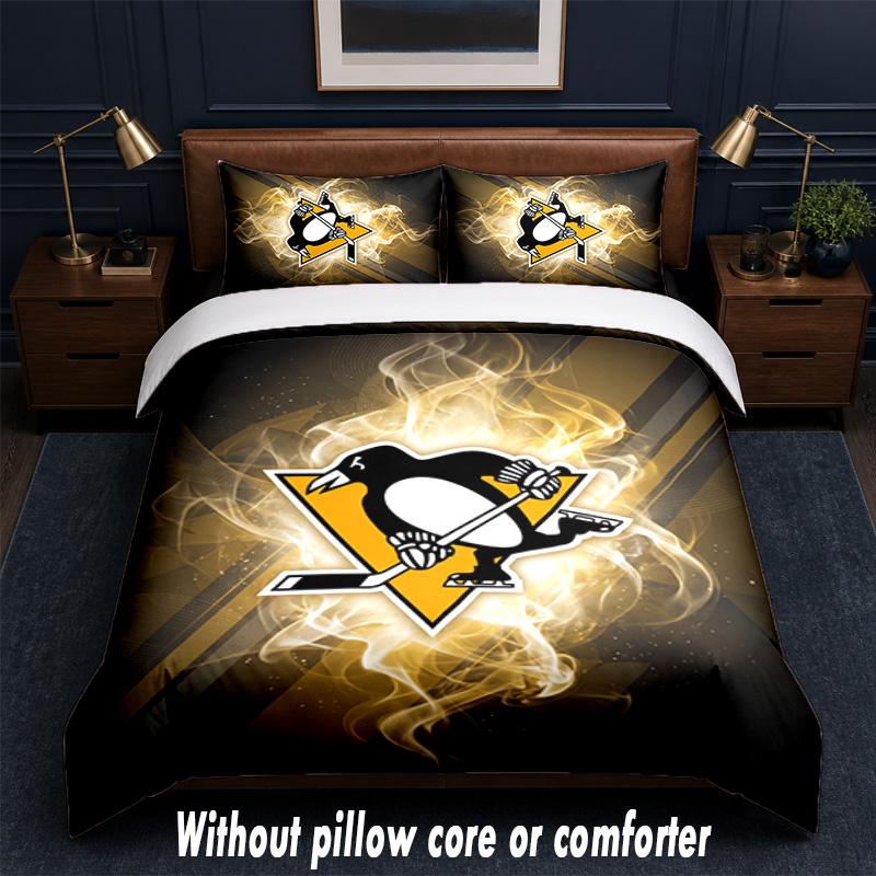Дизайн Pittsburgh Penguins Постельное белье Комплект 1 пододеяльник + 2 наволочки Мягкое дышащее домашнее постельное белье