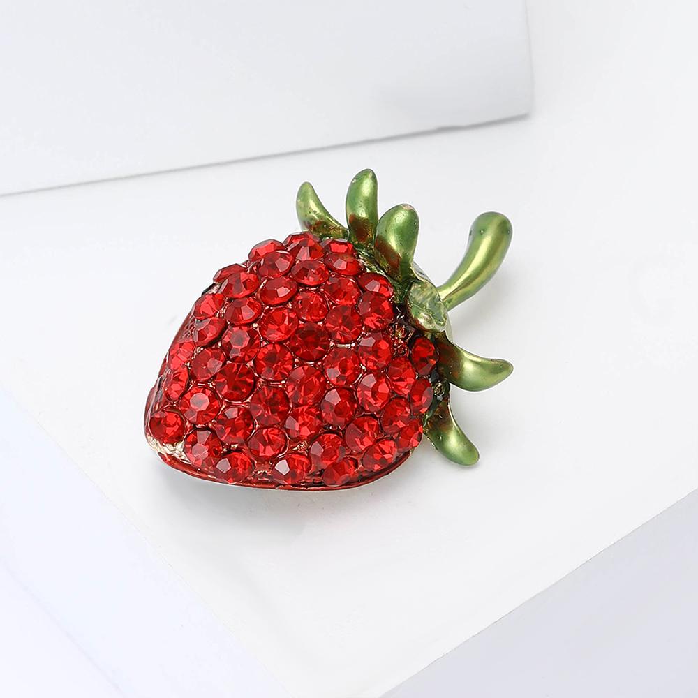 Брошь-булавка в виде клубники со стразами, броши-фрукты в золотых тонах, ювелирные изделия в подарок