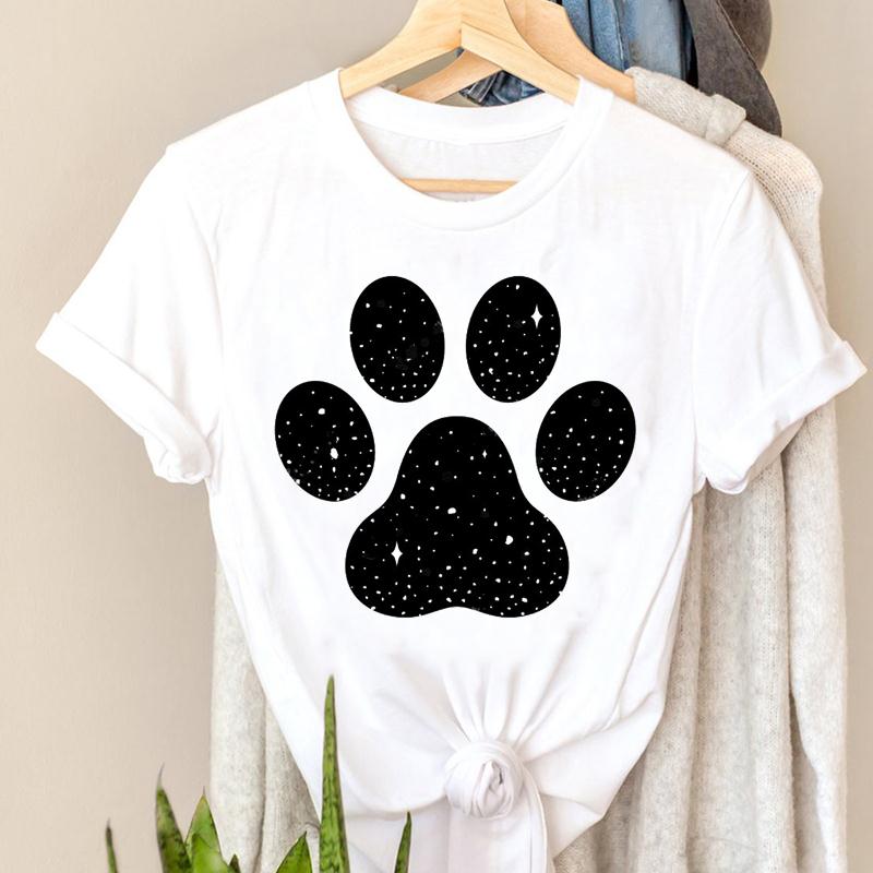 Paw Dog Pet Women Printing Short Sleeve Tshirt Casual Fashion Clothes T Tee Top Print Female Clothing Graphic T-shirt