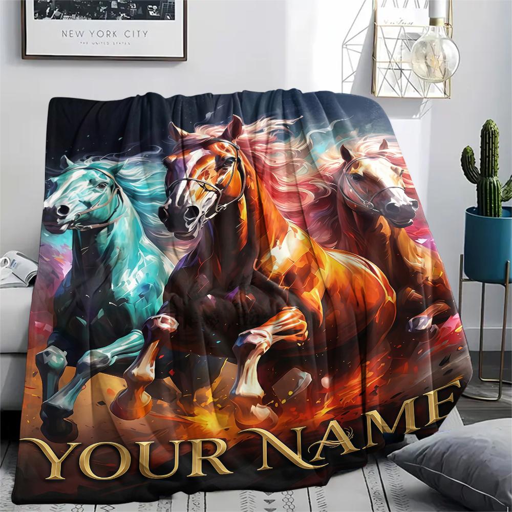 1PC Custom Name Unicorn Fantasy Garden Patterned Flannel Blanket Suitable For All Seasons for Home Decor Warmth and Comfort Gifts Holiday Present_lx