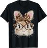 Cute Bunny Rabbit Face Leopard Coquette Bow Glasses Easter T-Shirt