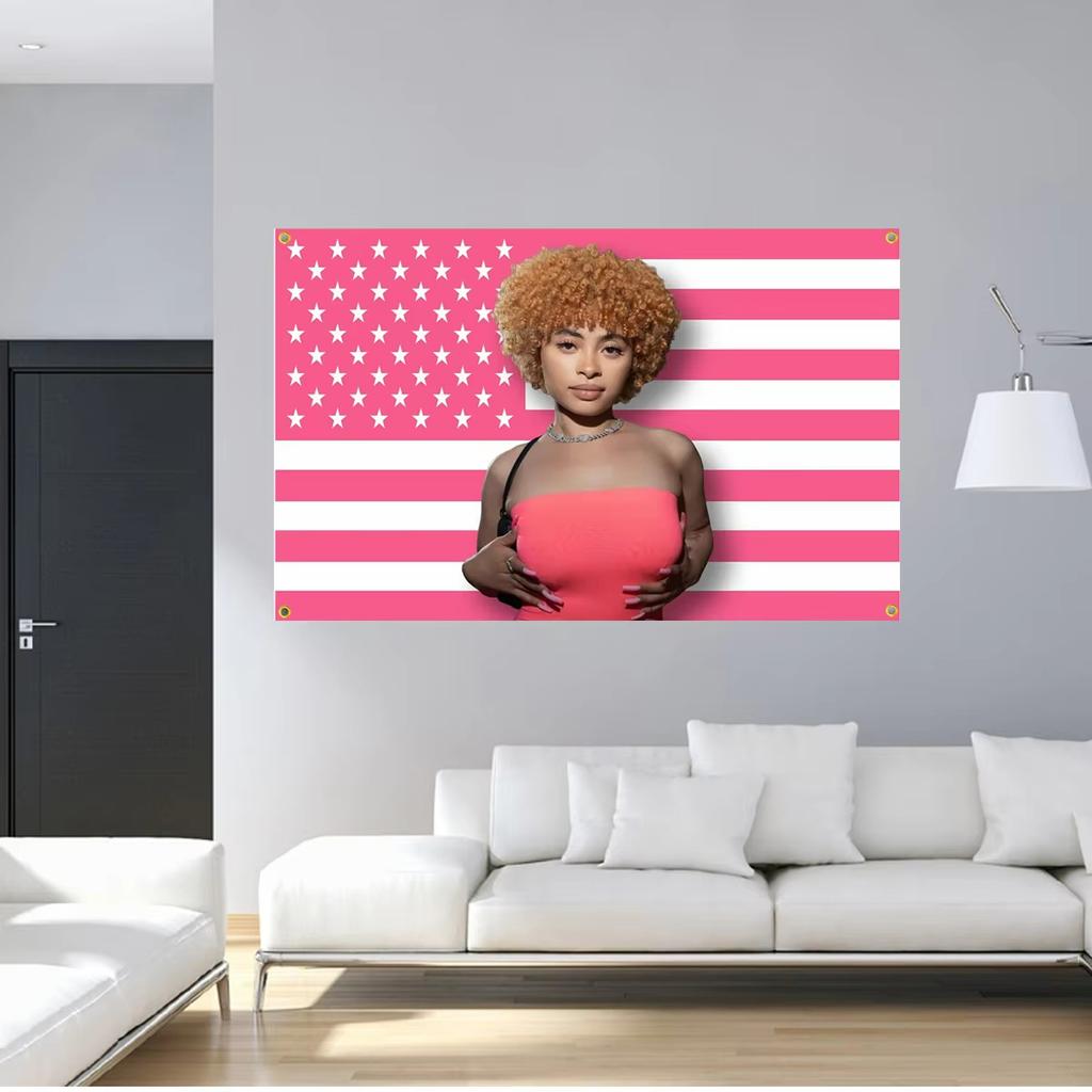 Ice Spice Tapestry Wall Tapestry Ice Spice American Flag Pink Tapestry For Home Room Decor