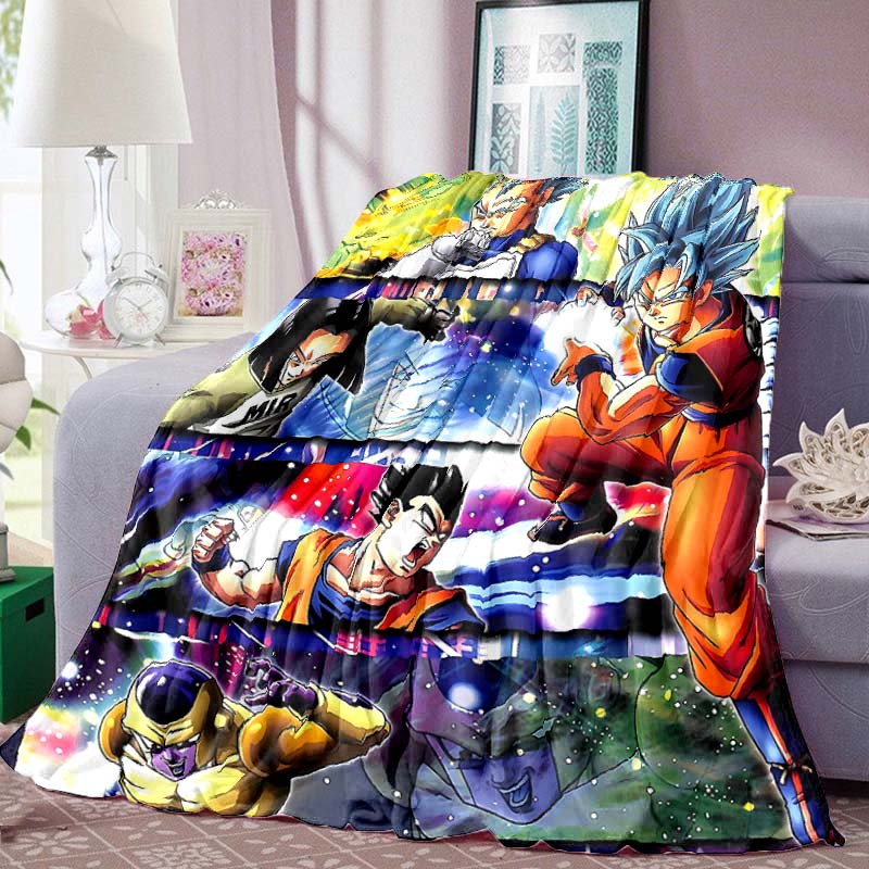 Dragon Ball Anime Print Blanket Warm Comfortable Flannel Blanket for Bedrooms, Sofas, Beds, Chairs, Picnics, Travel-LXR7