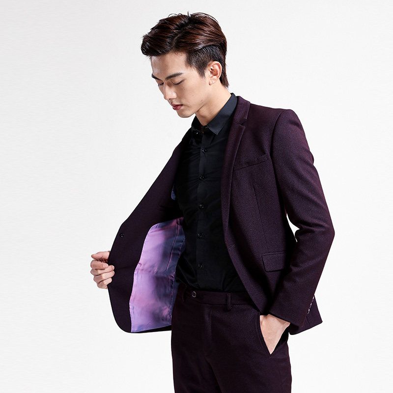 Menseye Menseye Purple-Red Slim-Fit Suit