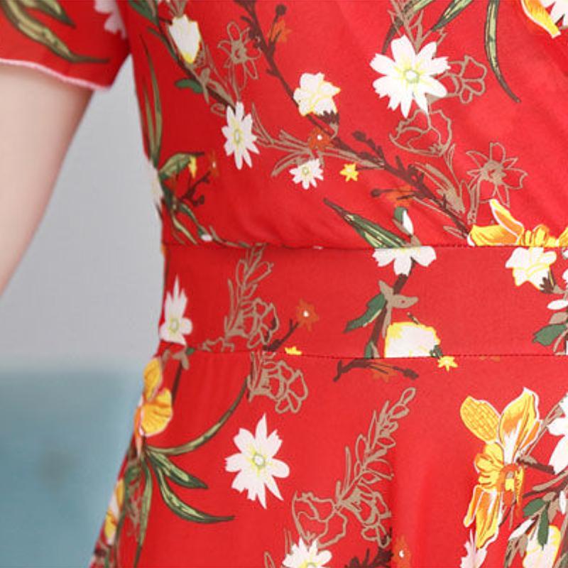 Шифоновое платье с короткими рукавами для матери. Длинная юбка большого размера в западном стиле для женщин среднего и старшего возраста. Шифоновые платья с длинными рукавами с цветочным принтом.