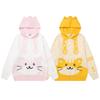 Womens Cute Cartoon Cat Jacquard Polka Dot Color Block Hooded Sweater Teens