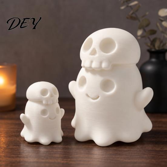Маленькие Хэллоуинские Коллекционные Фигурки 3D Печать, Милый Призрак Череп, Уложенные Друг на Друга, Жуткое Настольное Украшение, Веселые Подарки для Праздничной Вечеринки, Стильные