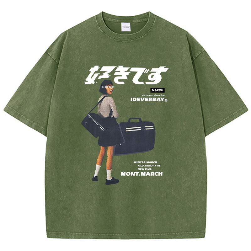 Летняя женская хлопковая стираная футболка March Old Memory Of New Time школьная форма для девочек с принтом топы свободная одежда