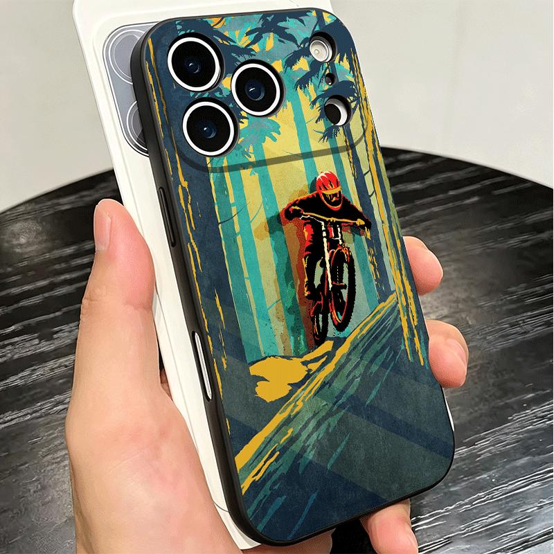Мягкий чехол для телефона с изображением горного велосипеда для iPhone 16 16E 17 Air 15 Pro Max 14 Plus 13 Mini 11 12 7 Черный чехол Задняя крышка