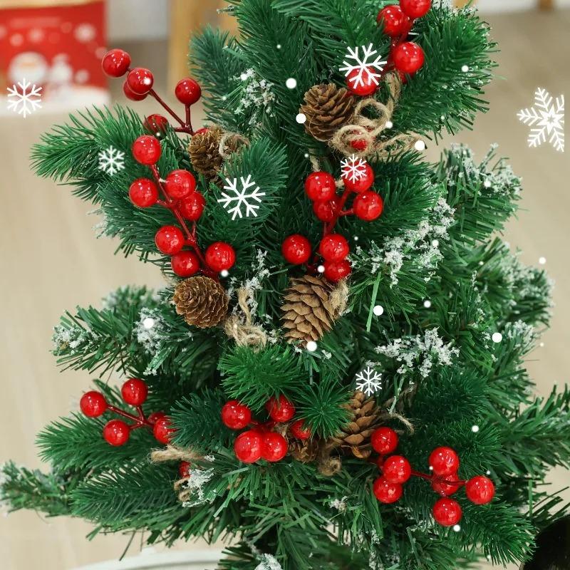 Wholesale Snowflake Pine Cone Berry Branch Christmas Artificial Red Berry Pine Needle DIY Wreath Fake Flowers Home Party Decor