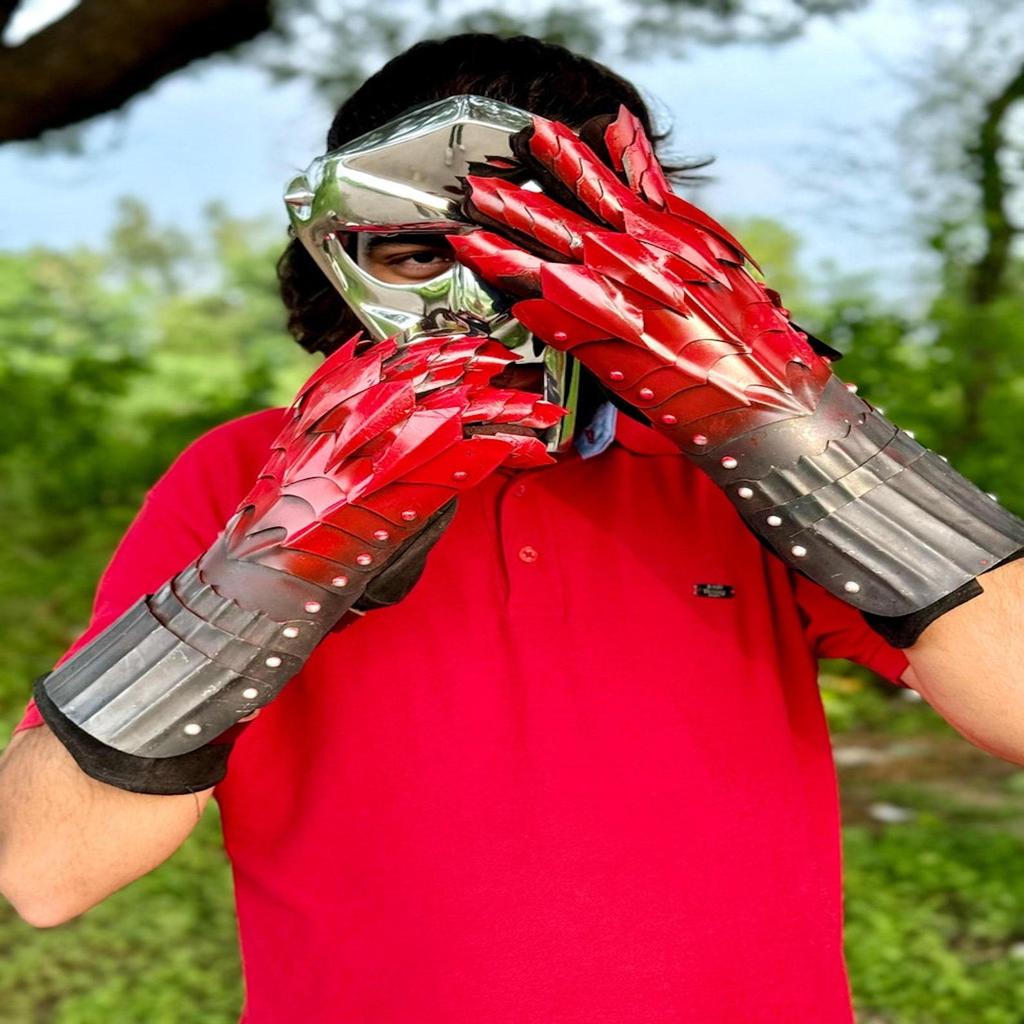 Medieval Black Gauntlets Armor Gloves | Nazgul Gloves | Halloween Cosplay Accessories | Halloween Role Costume | Larp Armour Steel Gloves