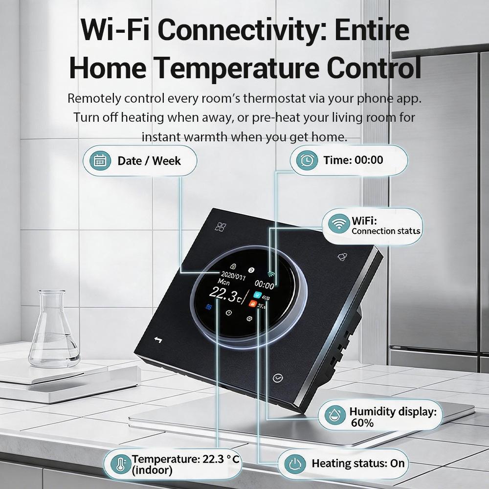 WiFi Tuya Умный домашний термостат для напольного отопления с приложением, таймером и поворотной ручкой (3А/16А)