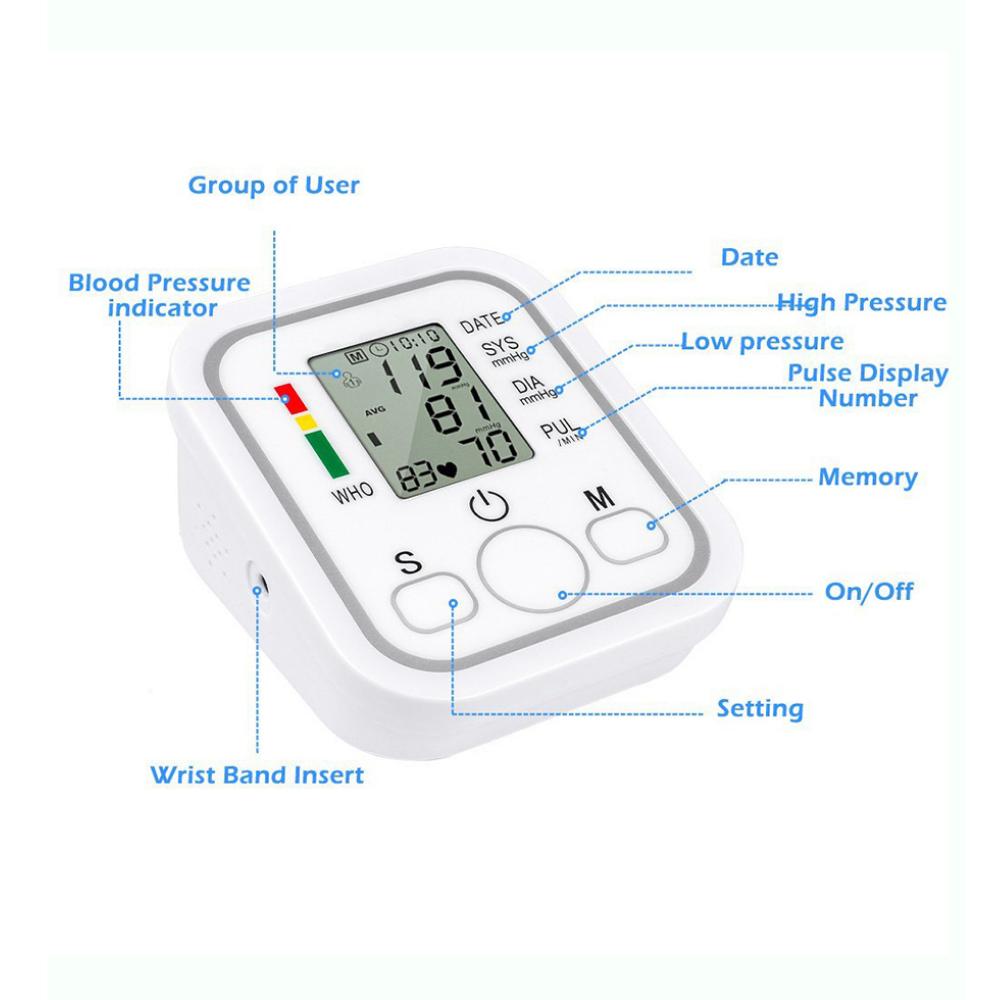 Upper Arm Blood Pressure Monitor Heart Beat Rate Monitor Health Care Medical Digital Meter Tonometer Measuring Automatic