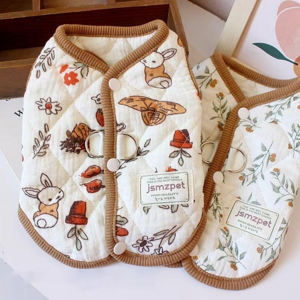 Cute Rabbit Printed Pet Dog Clothes Thickened Puppy Clothes Vest New Teddy Bear Coat Winter Gift