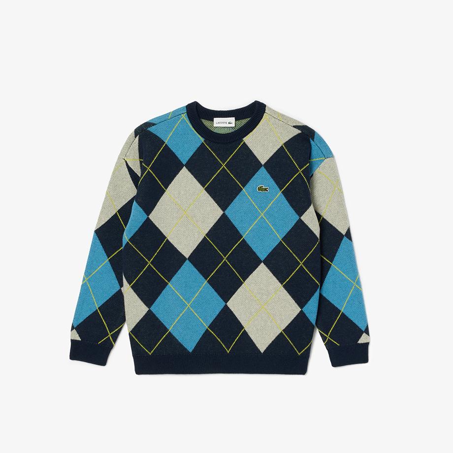 Lacoste Шерстяной свитер в ромбы для мальчика AJ2485-54NQRN