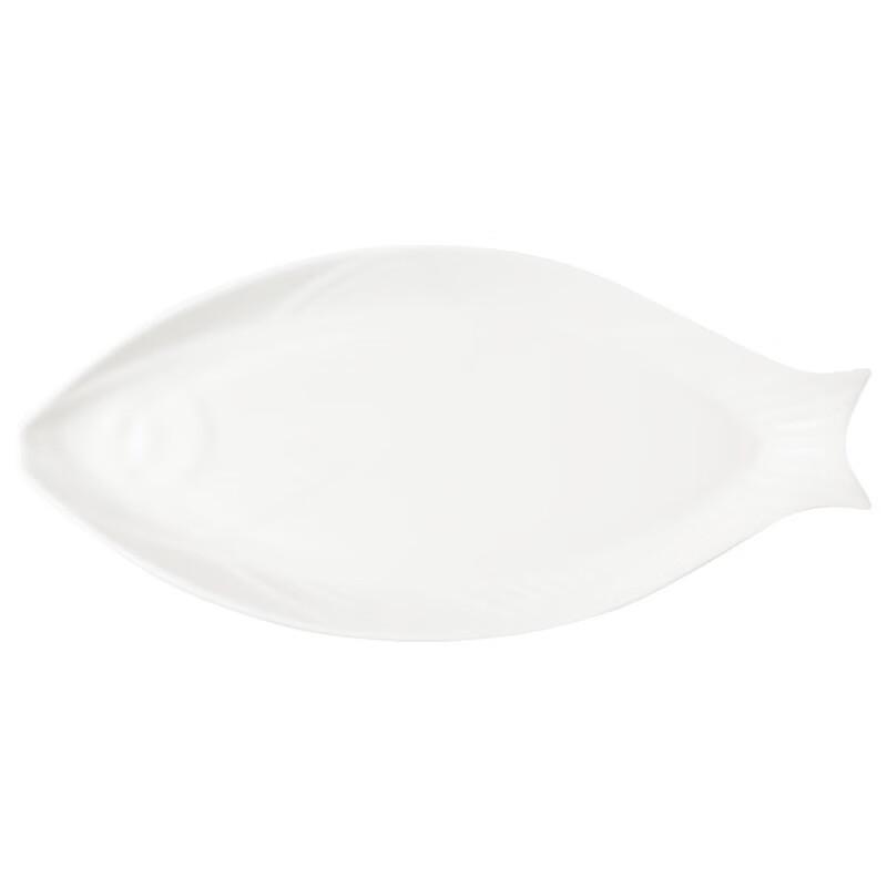 Bando Embossed White Ceramic Fish Plate