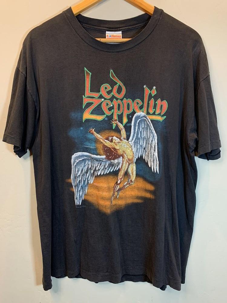 80039s Led Zeppelin Swan Song Черная футболка унисекс с коротким рукавом Репринт KH11755 Футболка унисекс