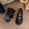 Black Retro British Style Platform Thick Heel Small Leather Shoes Women's 2025 New Summer Skirt Versatile Loafer Single Shoes