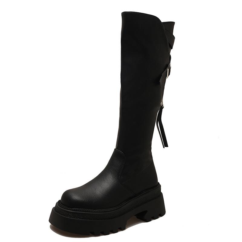 Fan Jieya эластичные ботфорты до колена детские на осень и зиму 2025 новые задняя молния толстая подошва высокий голенище универсальные