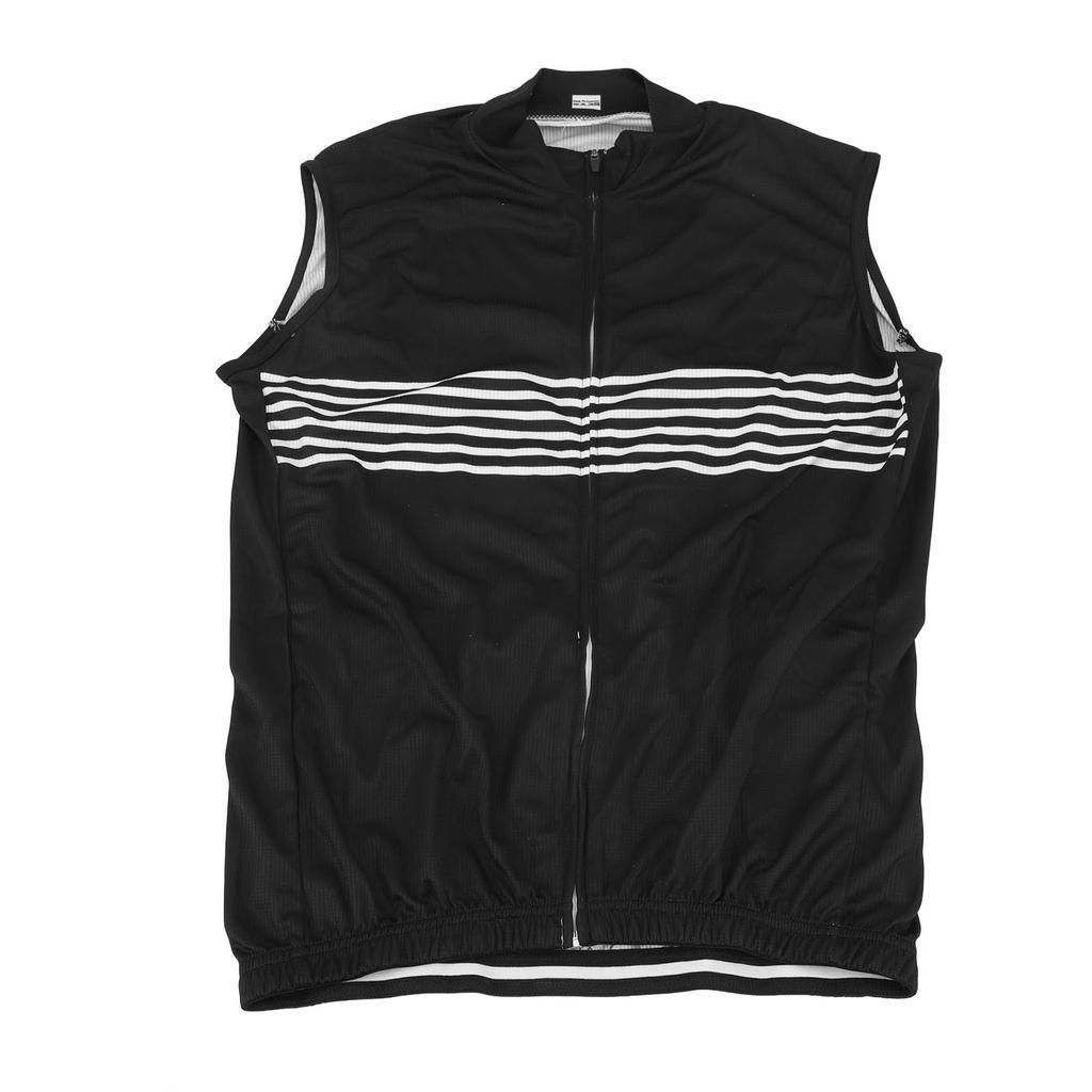 Cycling Vest Breathable Quick Drying Full Zip Outdoor Sports Sleeveless Road Bike Clothing for Running Black XXXL Size