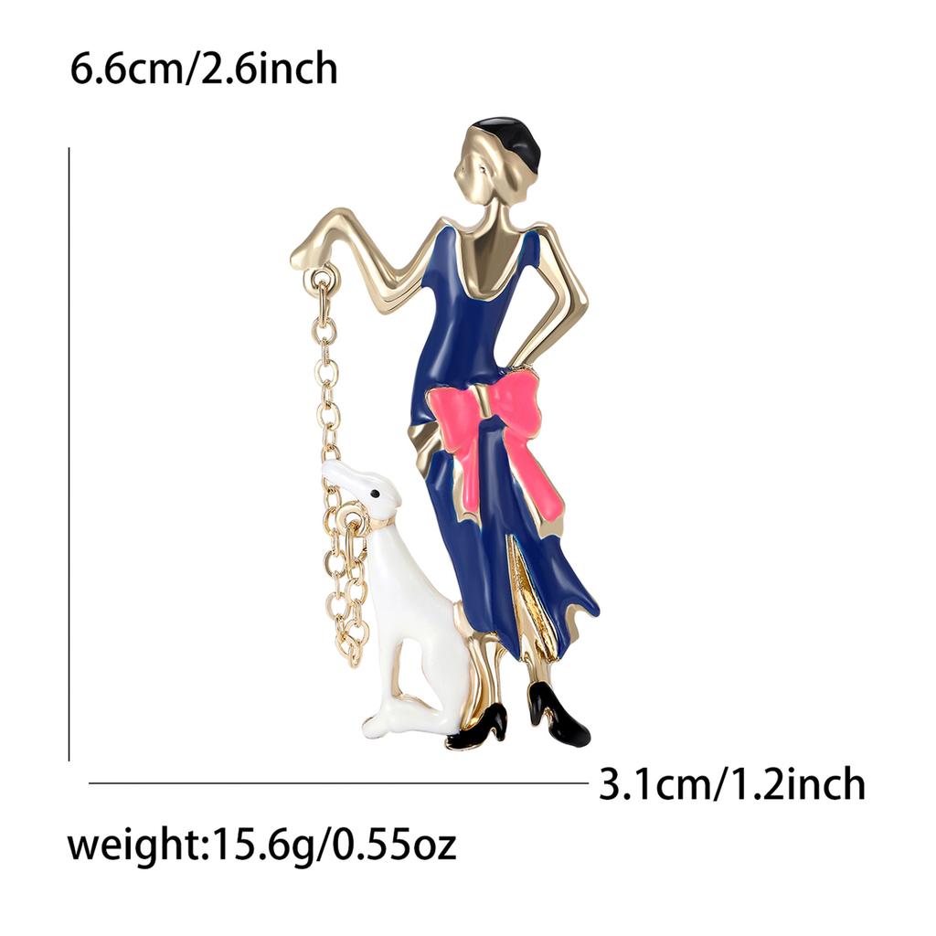 European Lady Temperament Alloy Enamel Girl Brooch Personality Versatile Women'S Cardigan Coat Corsage Ornament Pin