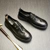 Кожаные туфли мужские кожаные мягкие подошвы повседневные дышащие туфли на шнуровке с круглым носком нескользящие трендовые деловые туфли