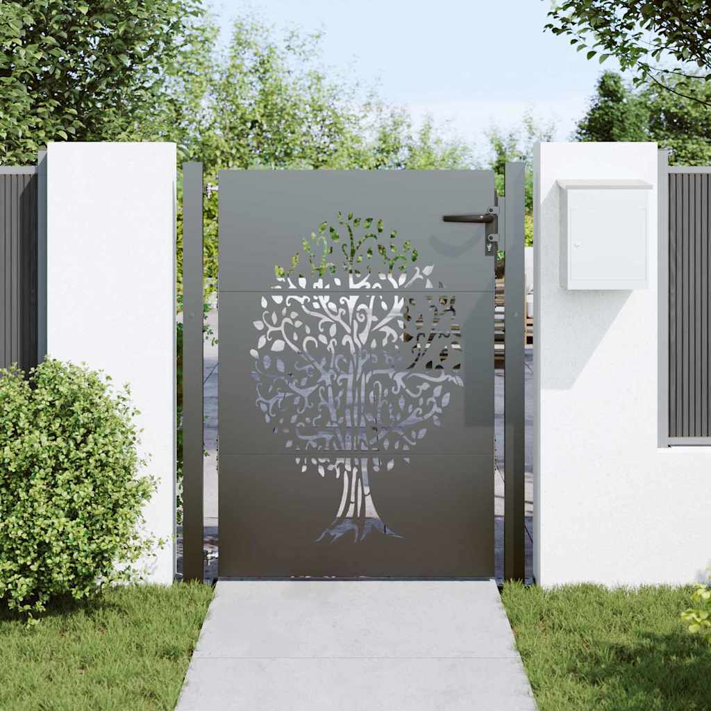 Garden Gate Black 110 x 155 cm Powder Coated Steel