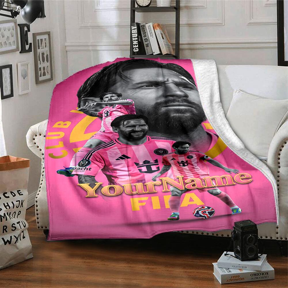 Messi Customize Your Name Blanket Cozy Personalized Blanket Durable Comfort Great for Office Chair Bedding Living Room All-Season Use