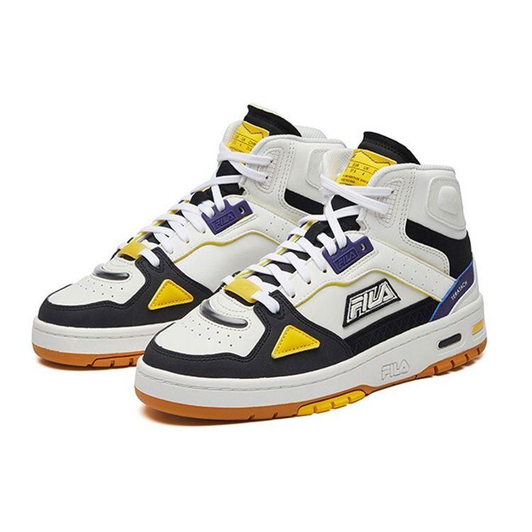 Fila Fusion Teratach Ткань Искусственная кожа Удобные Универсальные Средневысокие Ретро Баскетбольные кроссовки Женская кроссовка Белый Черный T12W111204FBB