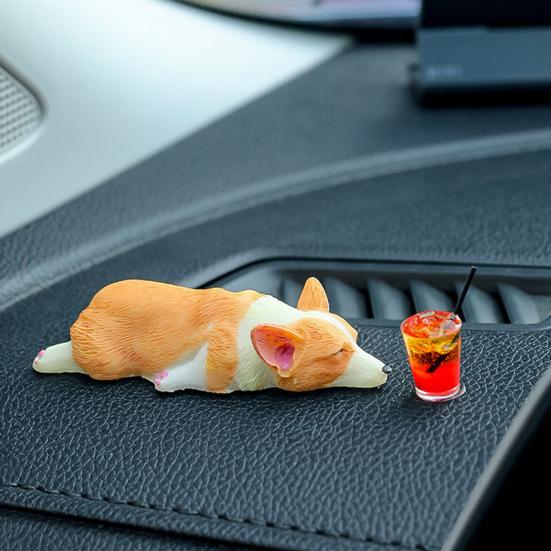 Украшение для автомобиля в виде корги, милый мини-спящий декор для автомобиля в виде корги, украшение для центральной консоли, подарок для любителей домашних животных в машине